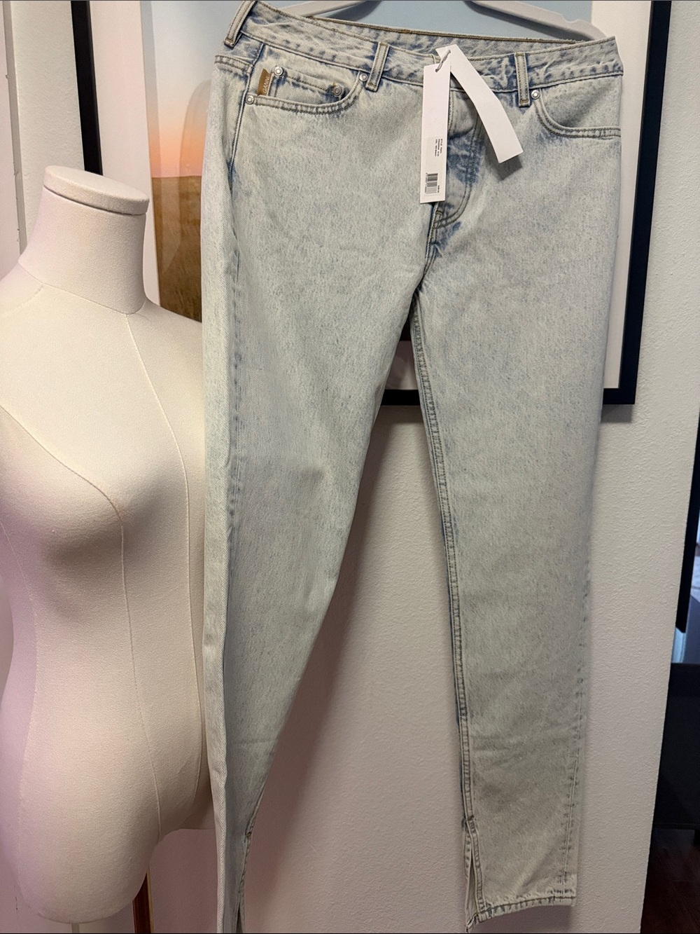 NWT GANNI Bleach Wash Split Hem Jeans Size 29